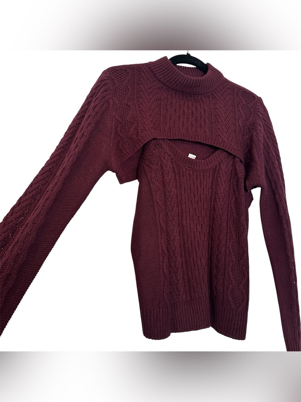 Cato Cable Knit Set Sweater and Cami Tank Top | Size Large | Burgundy